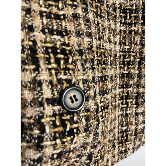 Wool Retro Tweed Jacket 14 Tan Old Money Preppy Classic Chic Work Wear Neutral - Picture 8 of 15